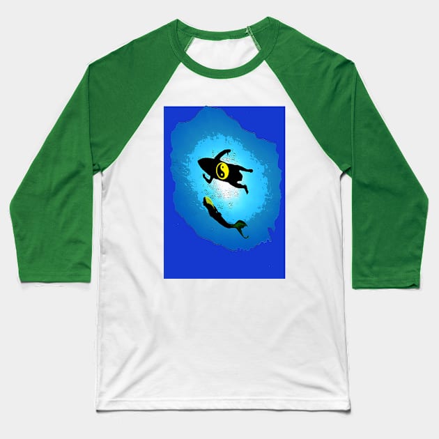 surfing with a mermaid Baseball T-Shirt by sunney1